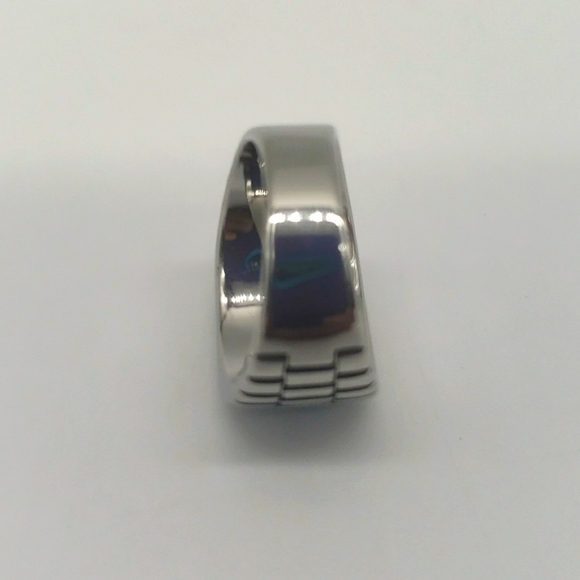 140- Aqua Cubic Zirconia Handmade Men's Ring Size 9 1/2 NWT - Picture 7 of 8